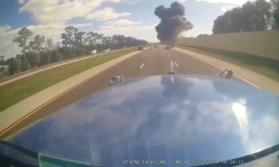 Imágenes del preciso instante en que un jet colisiona con un vehículo en la I-95