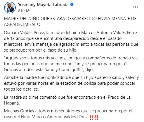 Aparece a salvo niño de 12 años reportado como desaparecido en La Habana 4