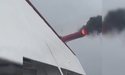 Chimenea del crucero Carnival Freedom se incendia frente a las Bahamas