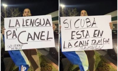 Cubanos protestan en el concierto de Charly y Johayron en Tampa