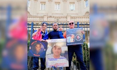 Piden la libertad de presos políticos frente a la Embajada de Cuba en Washington D.C.