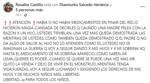Madre cubana recibe medicamento para su hijo tras denunciar el desabastecimiento en redes sociales