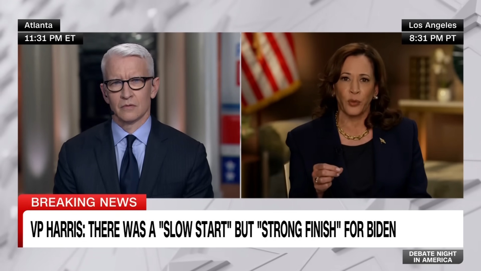 Kamala Harris reconoce que Biden tuvo un inicio lento en el debate presidencial