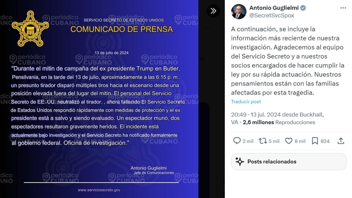 Comunicado Antonio Guglielmi jefe de Comunicaciones del Servicio Secreto EEUU