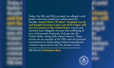 Estados Unidos captura a dos de los líderes más buscados del Cártel de Sinaloa