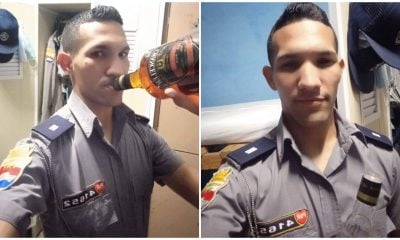 Policía cubano toma alcohol mientras se encuentra en servicio en La Habana (1)