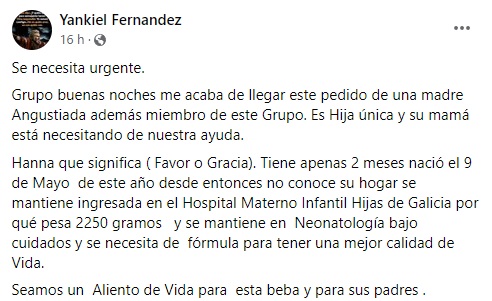 Recién nacida en La Habana necesita una fórmula especial para recuperar peso 5
