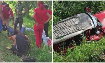 Vehículo para el transporte de pasajeros sufre grave accidente en Holguín (1)