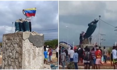 Venezolanos derriban siete estatuas de Chávez para demostrar rechazo al fraude de Maduro