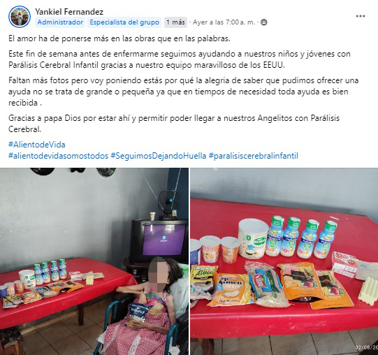 Desde Estados Unidos envían alimentos para niños con parálisis cerebral en Cuba