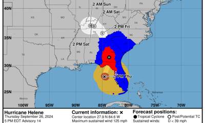 Huracán Helene se fortalece a categoría cuatro mientras avanza hacia el norte de Florida