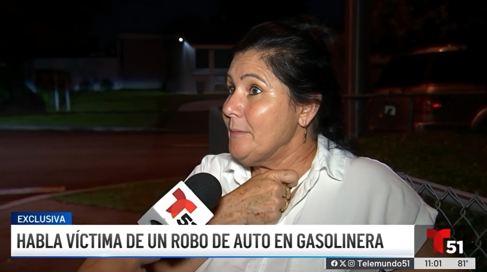 Vecina de Hialeah relata a detalle cómo robaron su vehículo en una gasolinera (1)