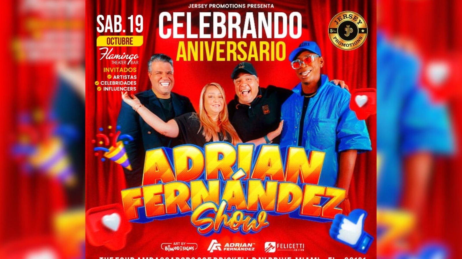 Adrián Fernández Show, aniversario en Flamingo Theather Bar en Miami