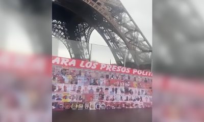 Cubanos alzan la voz en la Torre Eiffel para exigir libertad de presos políticos en la Isla (1)