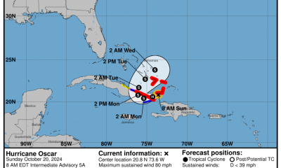Huracán Óscar llega a las Bahamas y amenaza con fuertes lluvias al oriente de Cuba