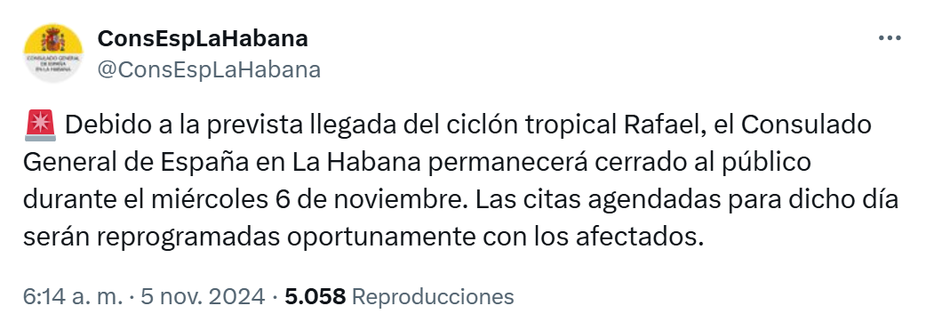 Consulado de España en La Habana cancela todos los trámites y citas