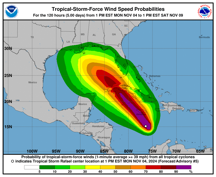Se forma oficialmente la tormenta tropical Rafael, será huracán ante de impactar a Cuba