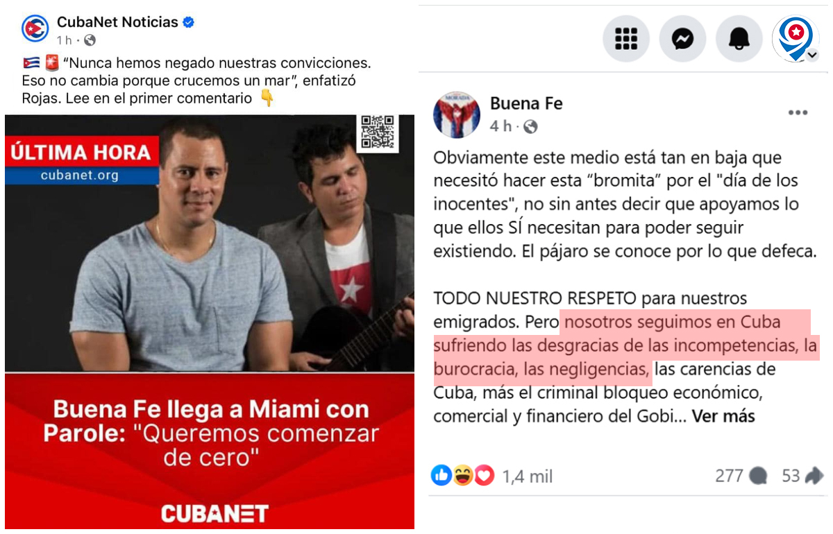 Buena Fe abandona Cuba
