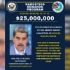 Estados Unidos eleva a 25 millones de dólares la recompensa por Nicolás Maduro