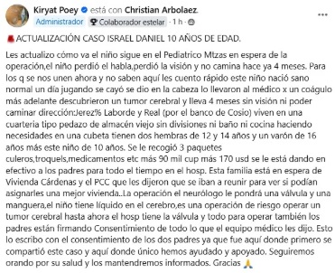 Niño de 10 años necesita ayuda mientras espera una cirugía de alto riesgo en Matanzas 3