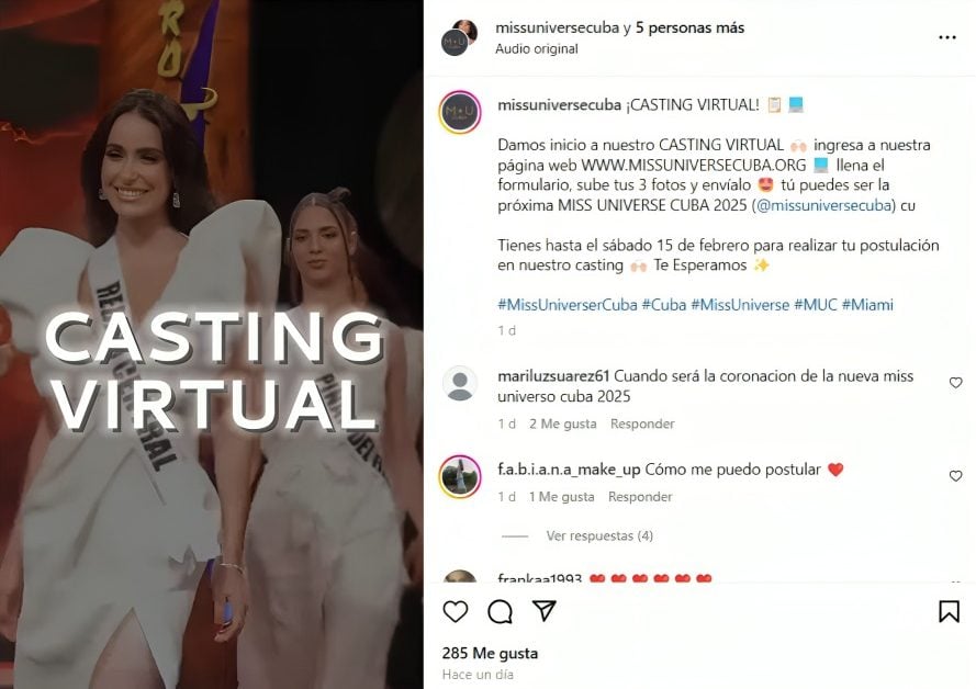 Anuncian fecha de casting virtual para Miss Universo Cuba 2025