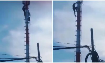 Hombre se sube a torre de Etecsa en Cienfuegos a protestar