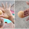 Influencer Yoandi Montiel muestra las proporciones de un pan de la bodega
