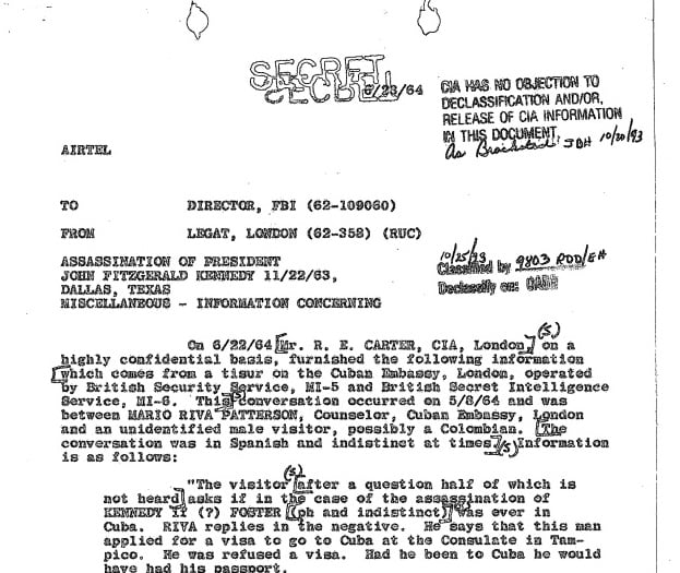 Archivos de Kennedy Lee Harvey Oswald habría pedido visa para ingresar a Cuba