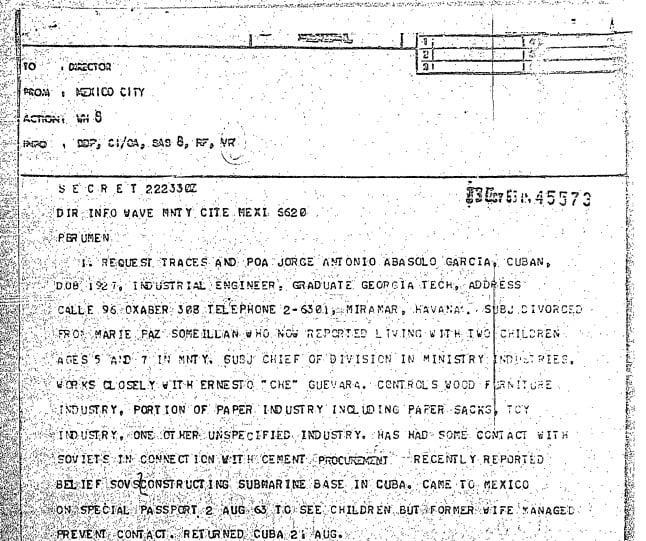 Archivos de Kennedy ingeniero cercano al Che Guevara fue persuadido para ser agente anticastrista