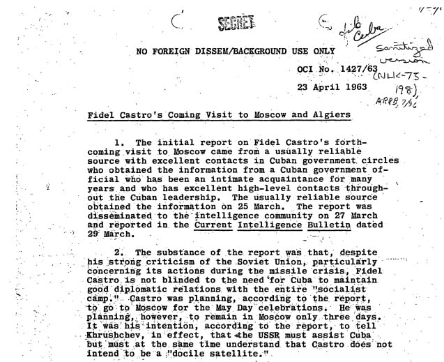 Nuevos archivos desclasificados de Kennedy señalan viaje de Fidel Castro a Moscú previo al magnicidio7