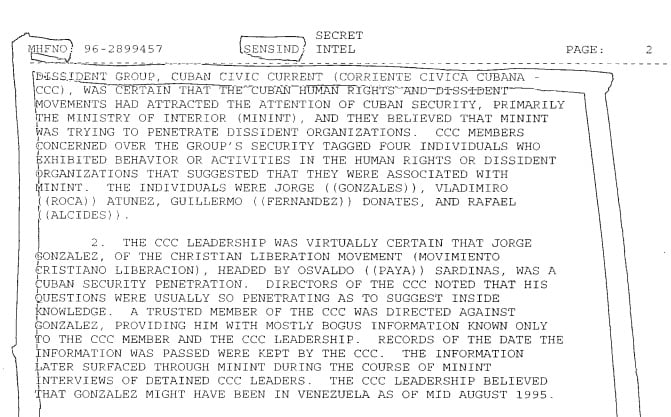 Archivos de Kennedy agentes castristas en grupos disidentes durante la década de los 90