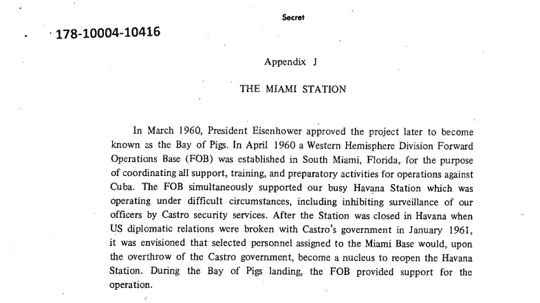 Archivos de Kennedy detalles de una base en Miami vinculada a la Invasión de Bahía de Cochinos