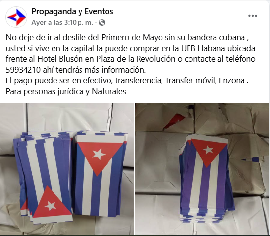 Empresa estatal vende banderitas cubanas para el 1.º de mayo