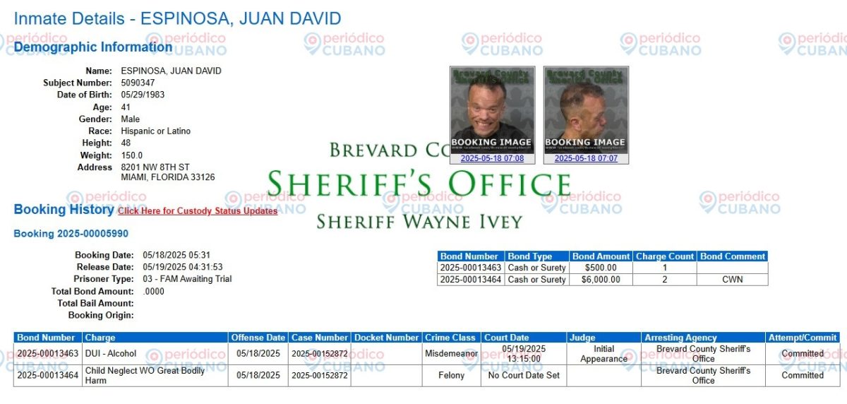 Carlitos El Productor detenido en Brevard por presunta conducción bajo influencia del alcohol