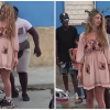 Cubano haciendo una limpia en la calle