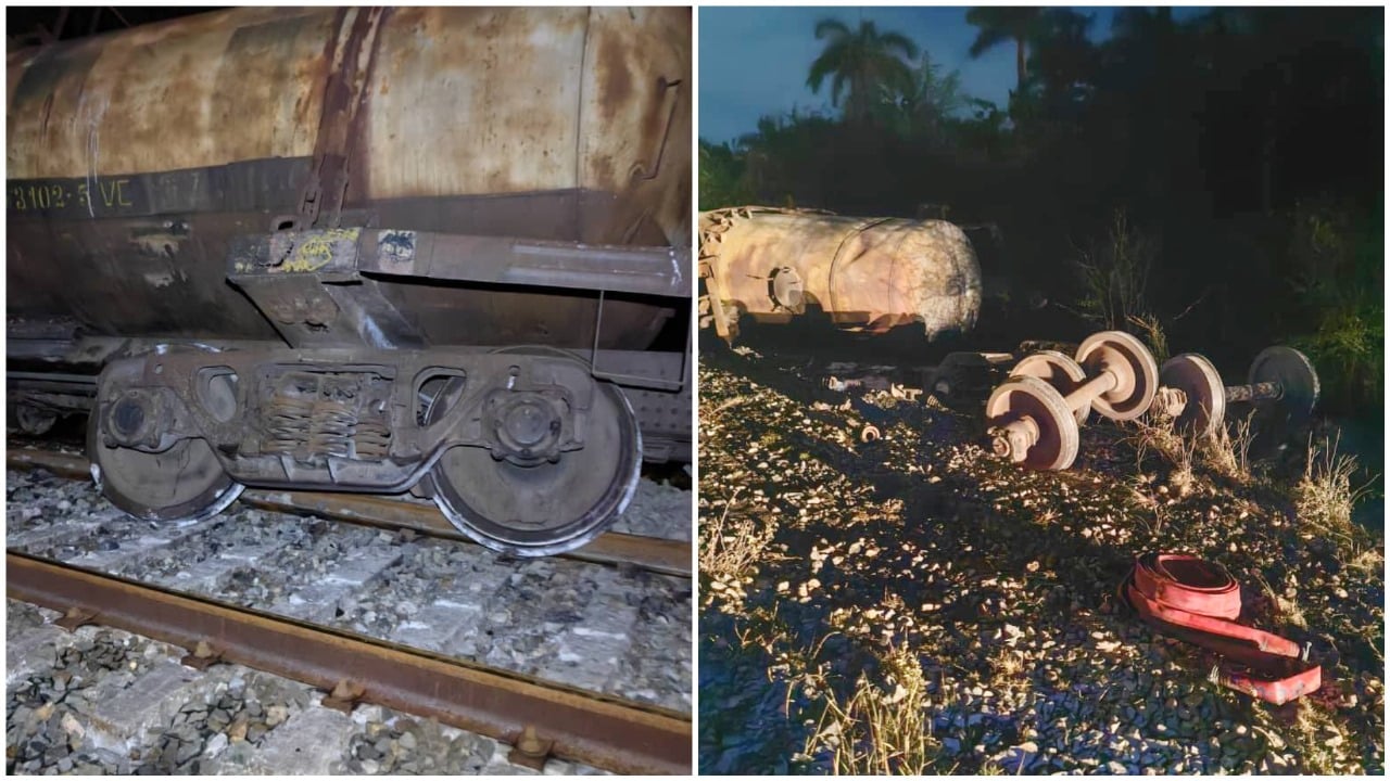 Derrame de alcohol en Matanzas al descarrilar cinco vagones de un tren de carga