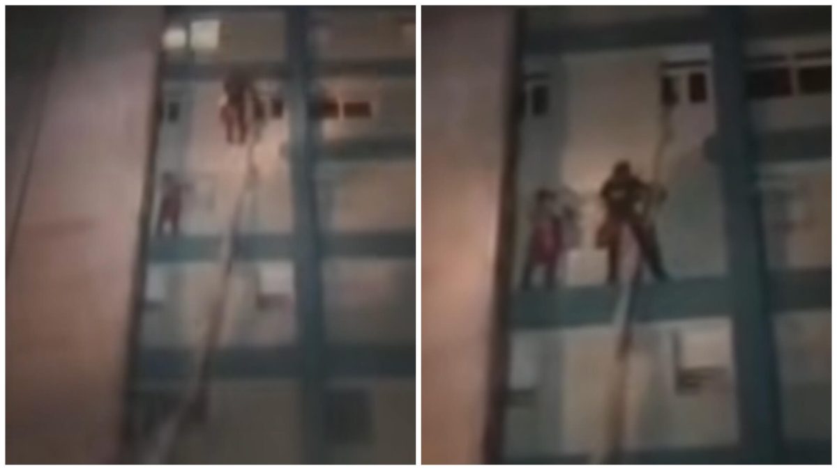 Joven ladrón robando en un quinto piso (1)