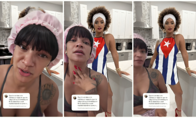 Seidy La Niña con bandera de Cuba