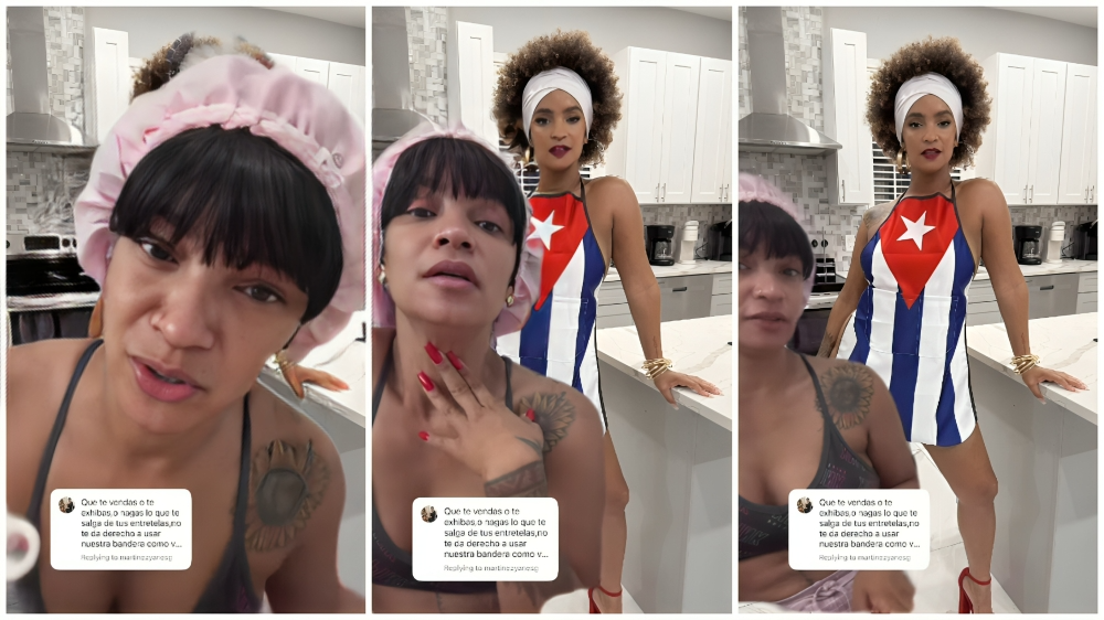Seidy La Niña con bandera de Cuba