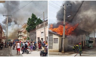 Incendio de grandes proporciones afecta a tres vivienda de Manzanillo (1)