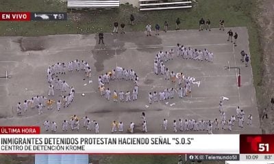 Migrantes cubanos detenidos en Krome forman los mensajes SOS Cuba (1)