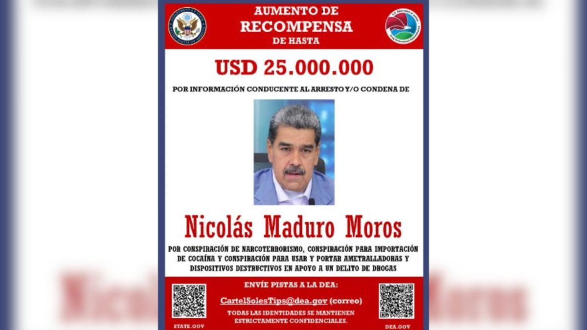 La DEA vuelve a publicar un cartel de recompensa por Nicolás Maduro