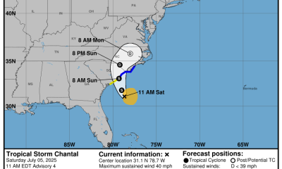 La tormenta tropical Chantal se forma frente a la costa de Carolina del Sur