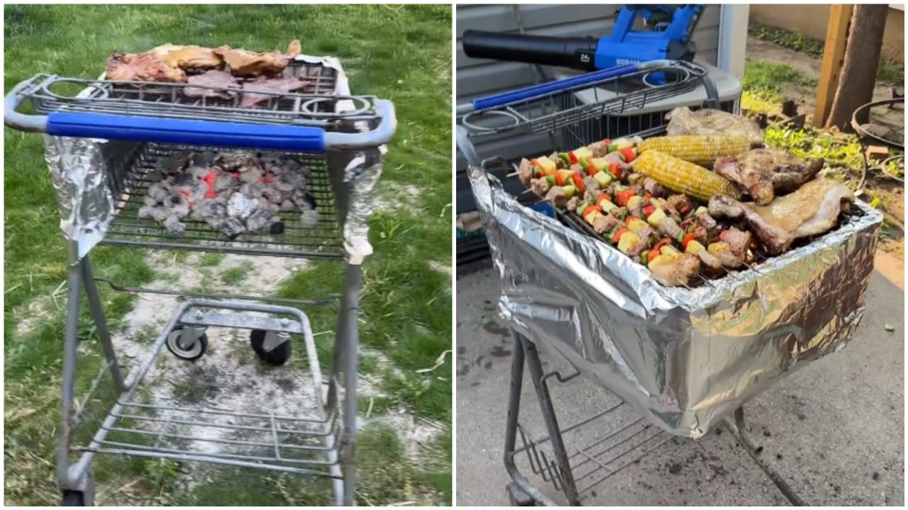Viral en TikTok: Cubana arma una parrilla para asar con un carrito de Walmart