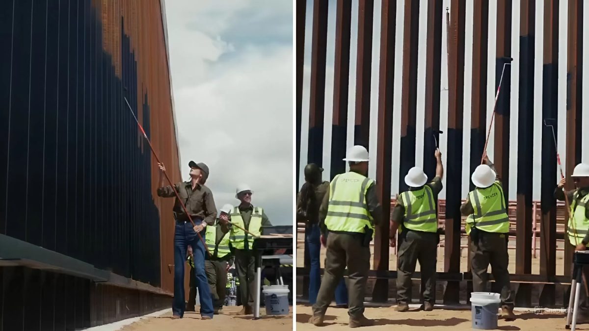 Pintan de negro muro fronterizo Estados Unidos México