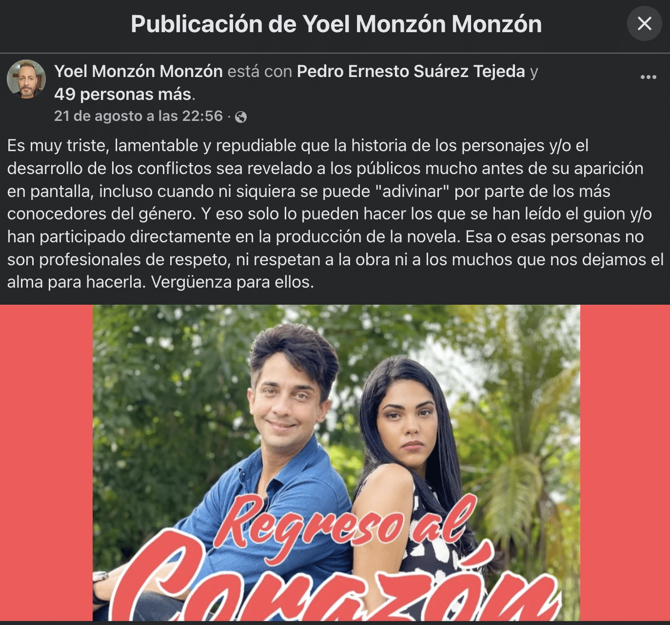 Se filtra partes importantes del guion de la telenovela “Regreso al corazón”