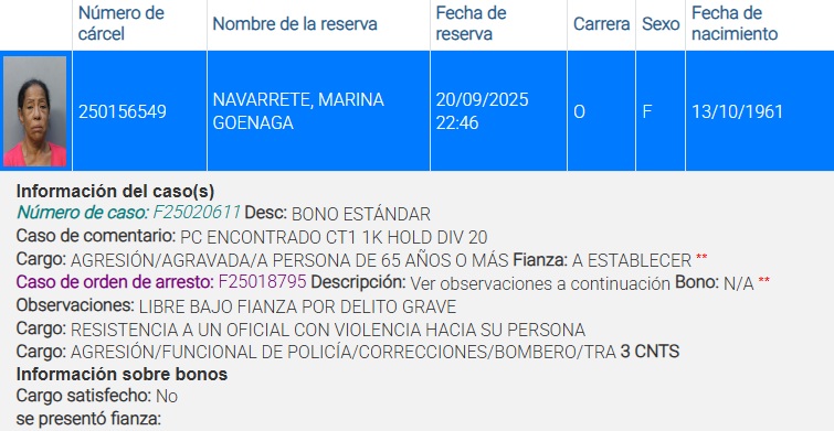 Arrestan a mujer en La Pequeña Habana por agresión agravada Cuánto sería la fianza si la golpeo