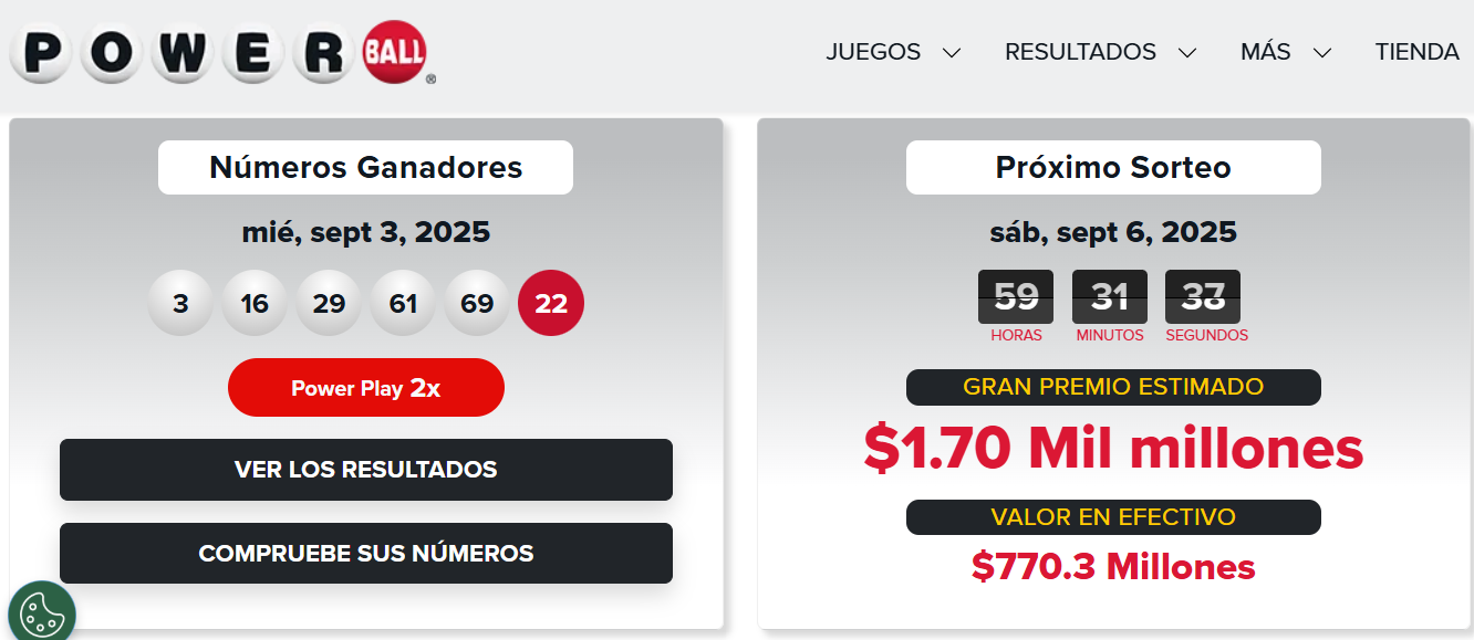 Nadie gana el Powerball premio sube hasta los 1.700 millones de dólares