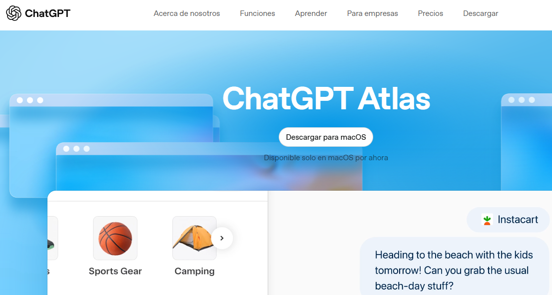 ChatGPT lanza su propio navegador web Atlas para desafiar a Google