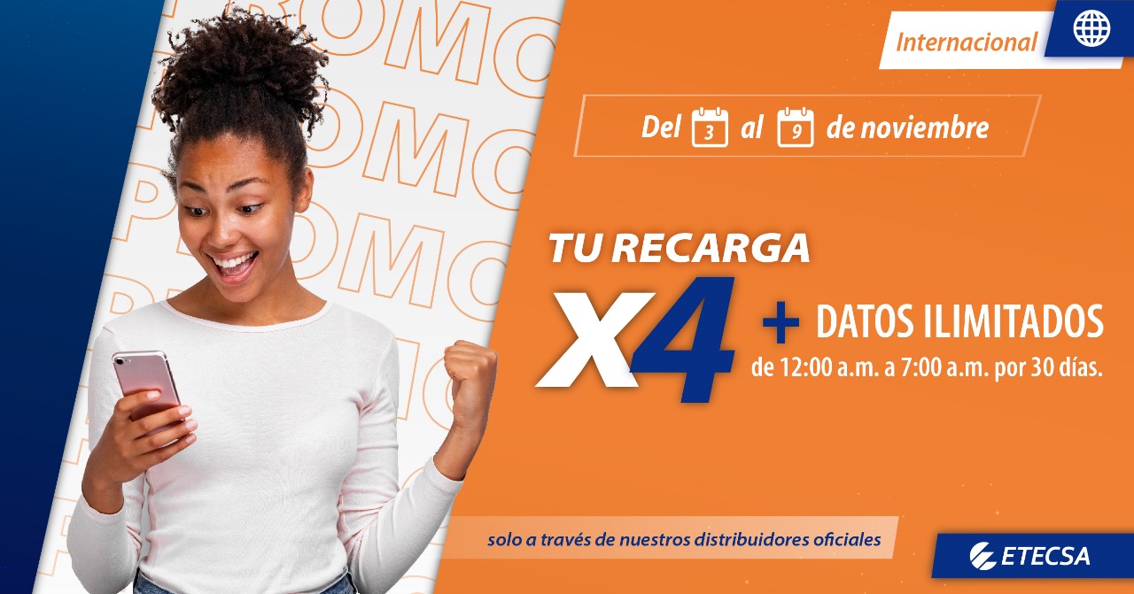 Especial de recarga de Etecsa: inicia noviembre multiplicando por cuatro el saldo principal